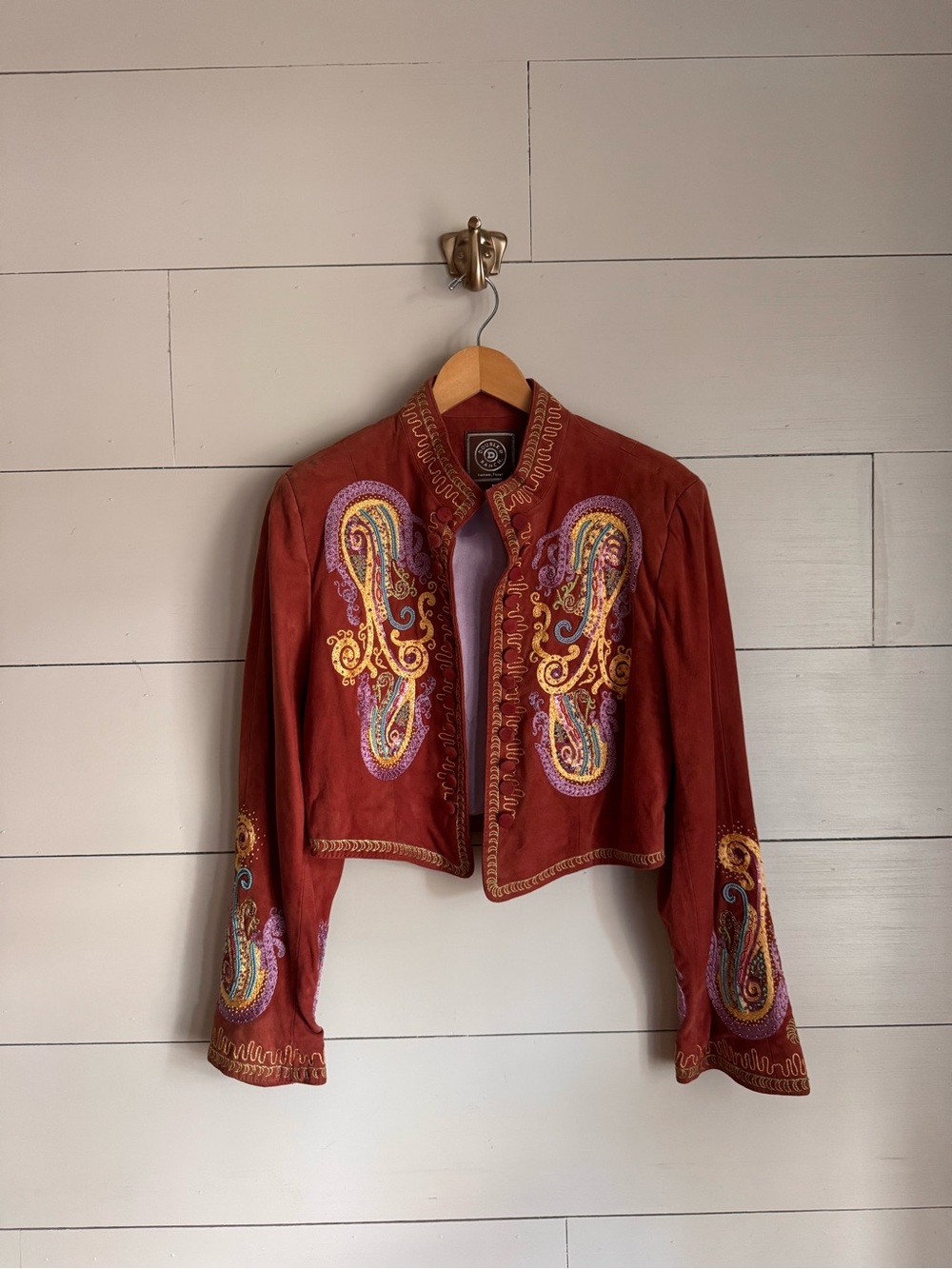 Double D Ranch Rust Suede Jacket with Multicolor Embroidery - Picture 9 of 9